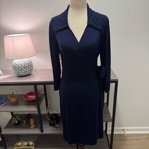 Laundry by Design – Navy Faux Wrap Dress – Size Small